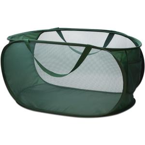 HONOMA Sturdy Mesh Laundry Hamper Basket Bag,Pop up Basket with Side Pocket for Laundry Room, Bathroom, Kids Room, College Dorm or Travel (Pop Horizontal, Emerald)