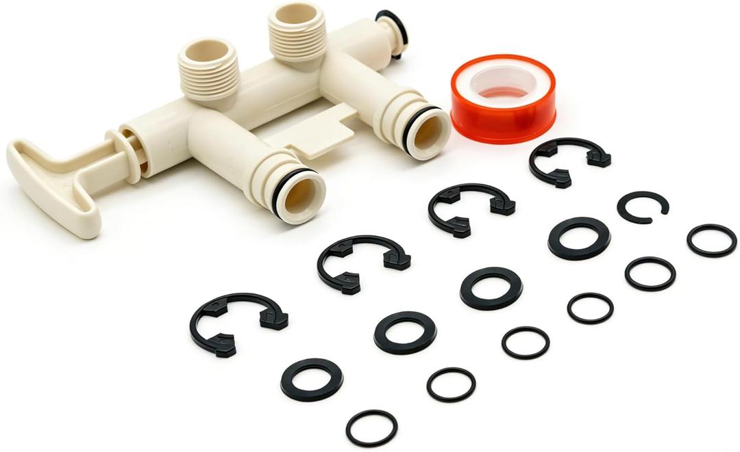 Water Softener Bypass Valve Model 7129871-Complete Assembly Kit 2 Clips & 4 O-Rings Compatible with Kenmore, GE, Whirlpool, Morton, NorthStar, EcoWater, EcoPure
