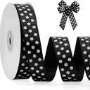 Polka Dot Grosgrain Ribbon 3/4 Inch, 25 Yards Spool Black and White Dot Craft Ribbon for Christmas Gift Wrapping DIY Crafts Hair Bows Wedding Party Decor Sewing and Home Decoration