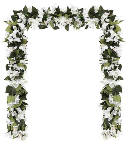 4PCS 7.2ft/Piece Artificial Bougainvillea Garland White Flower Garland Faux Silk Bougainvillea Vines for Wedding Arch Table Home Garden Wall Decor(White)