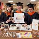 Pajean 2026 Graduation Guest Book Set with Photo Guest Book Sign Holder Dual Tip Pens Photo Corner Stickers Grad Cap Stickers for Congrats Grad Party Supplies Favors Gifts(White Rose Gold)