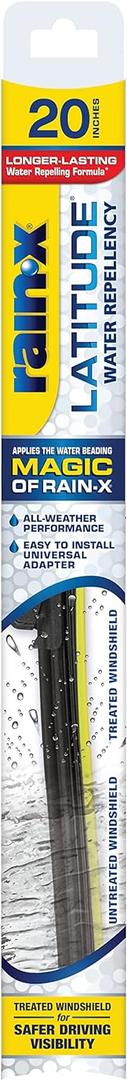Rain-X 5079277-2 Latitude 2-In-1 Water Repellent Wiper Blades, 20 Inch Windshield Wipers (Pack Of 1), Automotive Replacement Windshield Wiper Blades With Patented Repellency Formula