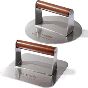 7 INCH Stainless Steel Smash,Burger Press,Burger Smasher,Hamburger Press,Patty Smasher, Meat Press, Bacon Press, Grill Press with Wood Handle (HT-B-7008)