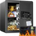 2.0 Cubic Feet Home Safe with Fireproof Money Bag, Steel Security Safe Box for Cash Document Valuables, Digital Lock Box with Electronic Keypad, Anti-theft Alarm System, Removable Shelves