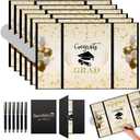 6 Pcs Graduation Guest Books with 6 Pcs Pens, Graduation Signature Board for 2025, Grad Party Supplies Presents for High School College (Black)