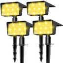Solar Spot Lights Outdoor with 60 LED & Auto On/Off, 4 Pack Solar Lights Outdoor Waterproof IP68 with 3 Lighting Modes, 2-in-1 Solars Landscape Light for Outside, Garden, Yard(Warm White)