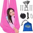 OUTREE Sensory Swing for Kids with 360 Swivel Hanger, Indoor Therapy Swing Great for Autism, ADHD, Sensory Processing Disorder, and Autistic Children (Rose Red)