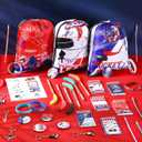 Paterr 102 Pcs Hockey Party Favor Supplies Set Include Hockey Drawstring Bags Silicone Bracelets Badge Buttons Spiral Notebooks Pencils and Erasers Bookmarks and Stickers for Gifts