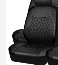 Quilting Leather Seat Covers Full Set,Universal Waterproof Deluxe PU Premium Car Seat Cover with 5mm Composite Sponge Inside,Airbag Compatible,Front and Rear Seat Cover for Sedan SUV Van,Gray