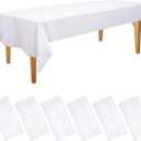 Amatra 6-Pack Plastic Table Cloth Disposable 54" x 108" - Premium White Plastic Tablecloths for Rectangle Tables - Waterproof 140g Extra Thick Plastic Table Covers for Picnics, Indoor & Outdoor Events