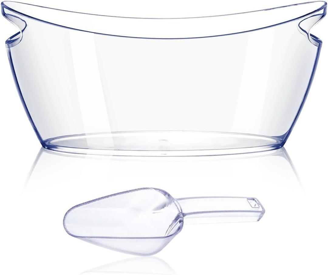 Ice Bucket for Parties 5.5 Liter Large Clear Champagne Beer Tub Mimosa Bar Supplies Kit Acrylic Plastic Wine Beverage Bucket with Scoop for Cocktail Bar