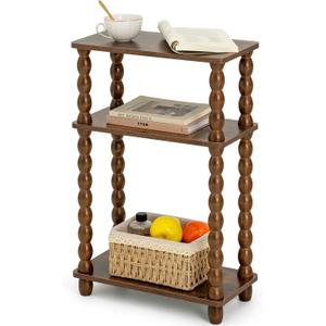 dreampossible Narrow Side Table 3-Tier, Skinny End Table with Solid Wood Legs for Small Spaces, Slim Console Table Nightstand for Living Room Bedroom Sofa Gap, Thin Bedside Table with Storage Shelf