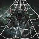 Nirohee Giant Halloween Decorations Outdoor Set,197" Triangle Spider Web with 59" Giant Spiders,86 Sqft Stretchy Spider Web,20 Fake Spiders,Halloween Party Decorations for Yard Haunted House Decor