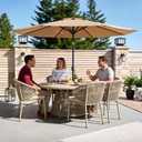 9FT Patio Umbrella,Outdoor Table Umbrella with Push Button Tilt & Crank,Pool Umbrella with Fade-Resistant Canopy, Heavy-Duty Steel Frame, Vented Top, for Deck, Backyard & Market