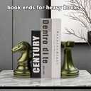jinhuoba Decorative Bookends Chess Bookends, Aeneous Heavy Book Ends Stopper, Modern Book Ends for Shelves Office Home Desk Bookrack, 7"(L) x4(W) x7(H), 1Pair/2Piece