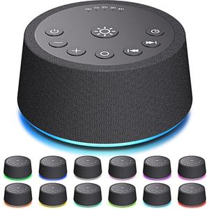 SoundLegend White Noise Sleep Sound Machines 30 Sounds 12 Colors Light 32-Level Volume 5 Timers for Home Travel Gift Adjustable Brightness Memory Function Compact (Black)