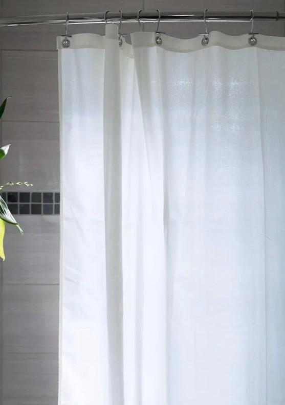 ORGANIC FABRIC SHOWER CURTAIN LINER - Standard Bathtub Size - A Stylish Quality Bathroom Drape - Earth Friendly, Non-Toxic + Odor-Free Cotton Liner - Light-Weight White Shower Curtain - 72x84 WOC