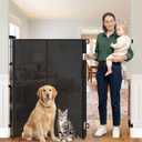 Reinforced 52" Extra Tall Baby Gate for Doorway, Jump-Resistant & Prevent Crawling Underneath Retractable Dog Gates Indoor, 0-55" W Retractable Baby Gate for Doorway, Safety Extra Tall Cat Gate, Black