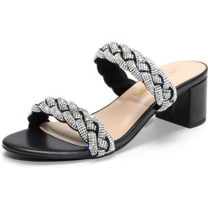 DREAM PAIRS Women's Two Braided Strap Low Heels for Women Open Toe Block Chunky Heels Sandals Holiday Party Wedding Dress Pumps Shoes (9.5)