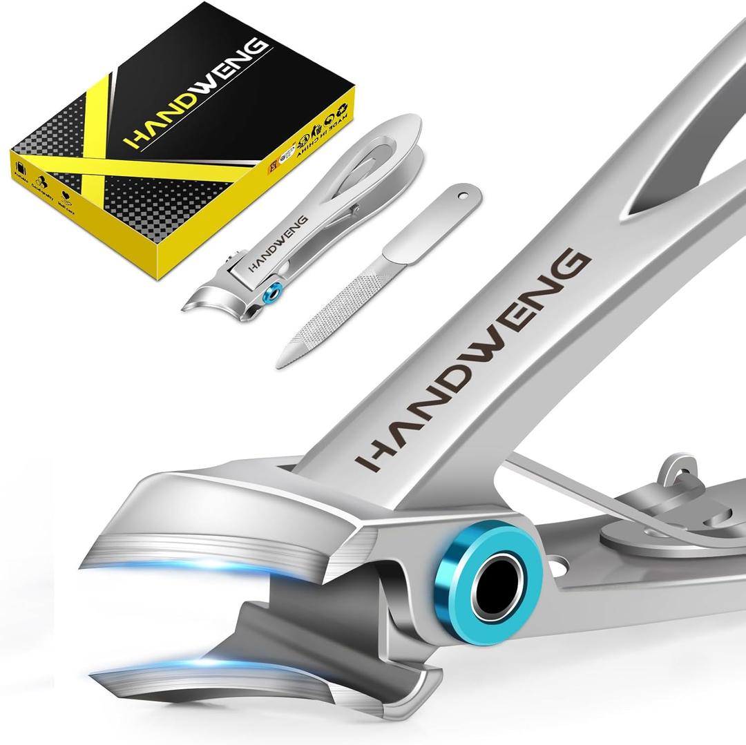 2026 Slanted Nail Clippers for Men Thick Toenails, Toe Nail Clippers for Thick Nails for Seniors, Ingrown Toenail Clippers with Wide Jaw Opening, Heavy Duty Fingernail Clippers Adult Nail Cutter