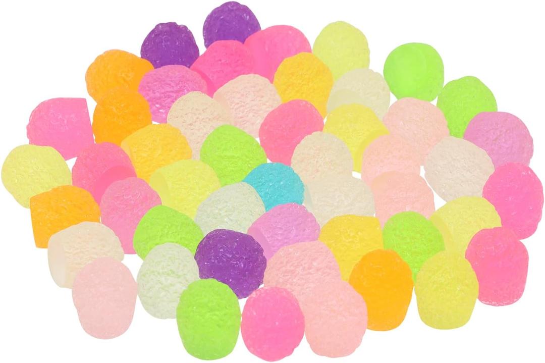 Christmas Fake Candy 50Pcs Heart Shape Flat Back Mini Colorful Resin Gumdrops Charms Embellishments for DIY Craft Hair Clips Xmas Tree Decoration (Round, Mixed Color)