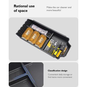 SUMK Floor Console Organizer for Tesla Cybertruck Accessories 2024 2025, Durable TPE Lower Center Console Organizer Tray with Non-slip Lining for Cybertruck