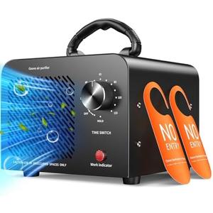 Ozone Generator 48,000mg, Commercial Ozone Machine Odor Removal, High Capacity O3 Ionizer Air Purifier Deodorizer, Portable Mini for Car, Home, Smoke, Pets, Industrial, for 4000 Square Feet -Black