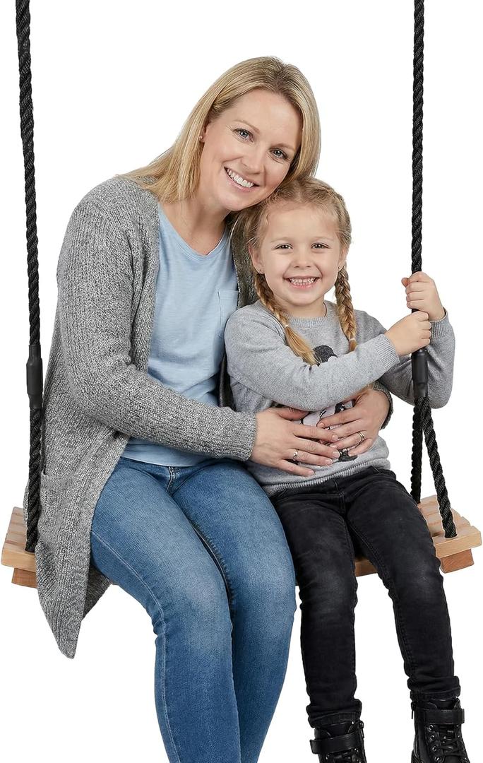 Taeku Adult Tree Swing, Hanging Beech Wood Swings with Adjustable Rope Garden Chair Seat Swing for Indoor Outdoor (22''x10'')