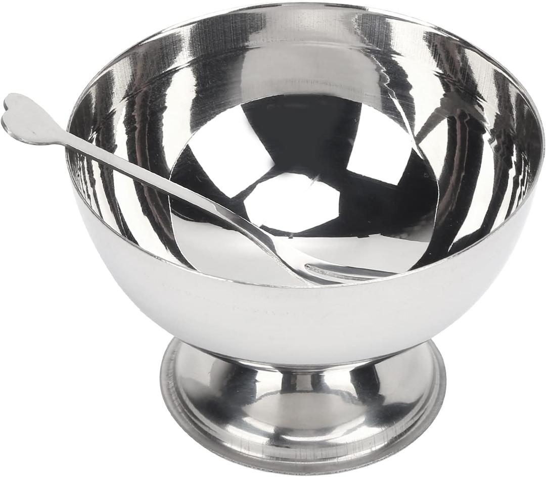 TOPINCN Metal Bowl, Stainless Steel Bowl Short Footed Medium Small Size Stainless Steel for Serving Ice Cream for Dessert Snacks