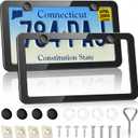 2PCS Premium License Plate Frames Matte Black Rustproof Aluminum License Plate Holder, Universal Car Protector Frame for Women and Men with Screw Caps
