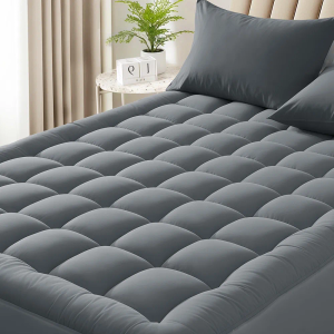 600GSM Mattress Pad Pillow Top Mattress Cover Mattress Protector Cotton Top Deep Pocket Fitted Cover Soft Supportive (Gray, Twin)