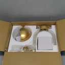 Stainless Steel Milk Glass Vanity Lights for Bathroom, 2 Light Gold Bathroom Light Fixtures Over Mirror, Ceramic E26 Sockets Wall Mounted