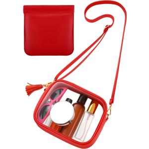 Amylove Clear Purse Stadium Approved Bag Small Crossbody Bag with Purse for Men Women for Concerts Sports Events (Red)
