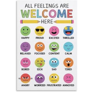 Chalkboard Feelings Chart for Kids - Emotions Poster Decorative Canvas Wall Art for Living Room & Bedroom - 12x18inch (30x45cm) Chalkboard Feelings Chart for Kids - Emotions Poster Decorative Canvas Wall Art for Living Room & Bedroom - 12x18inch (30x45cm)