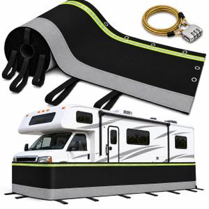 RV Skirting for Winter, Travel Trailers & 5th Wheels, 3-Way Secure, 2.6FTx59FT Winter RV Protection, Windproof Insulation, 800GSM Felt Barrier, Weight Loops for Sandbags, Combination Cable Lock