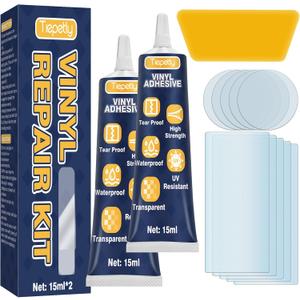 6 x Vinyl Repair Kit Transparent, Air Mattress Patch Kit Heavy Duty, Pool Liner Patch Waterproof, for TPU, EVA, ABS, PVC, Inflatables, Swimming Pool, etc (15ml 2pack)