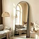 56" x 21" Black Arched Full Length Mirror, Tempered Glass Floor Standing with Aluminum Frame, Wall-Mountable Leaning Design for Bedroom, Entryway, Living Room