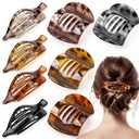 8 Pcs Flat Hair Clips for Women, 2 Styles French Flat Claw Clips for Women, Large Strong Hold Hair Claw Clips For Thick Thin Hair(Tortoiseshell)