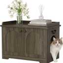 Cat Litter Box Enclosure, Hidden Litter Box Furniture with 2 Door, Pet House Fit Most of Litter Box, Dark Oak Gray, 
Size	31.5”L x 19.6”W x 22.6”H