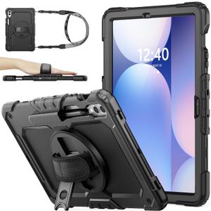 SEYMAC stock Case for Samsung Galaxy Tab S10 Plus/ S9 FE Plus/ S9 Plus 5G Tablet 12.4'' Case with Screen Protector Pencil Holder [360 Rotating Hand Strap] &Stand, Drop-Proof, Black1