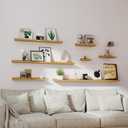 Small Floating Shelves for Wall Decor, Wall Mounted Wood Shelf for Bedroom, Living Room, Bathroom, Kitchen, Nursery, Display Picture Ledge Shelf with Lip Set of 2-8 Inches, Oak