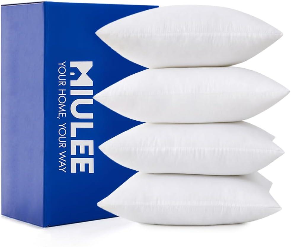 MIULEE 18 x 18 Pillow Inserts (Set of 4) - Decorative Throw Pillows Insert Square Premium Pillow Stuffers Form for Couch Sofa Bed Cushion