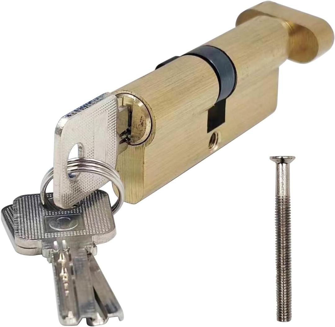 70mm Solid Brass Lock Cylinder with 3 Keys Universal Anti-Theft Door Lock Cylinder for Indoor Wood Doors Lock Head
