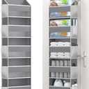 Hioya Over The Door Storage Organizer, RV Bathroom Organizer, Over The Door Organizer Camper Storage and Organization, 5 Shelf Hanging Over Door Organizer for Camper, Bathroom, Bedroom, Closet Grey