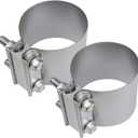 2 x Roadformer 3" Butt Joint Exhaust Clamp - Aluminized Steel for 3 inch OD exhaust pipes, muffler ends and exhaust system connection with leak free (2 Pack)
