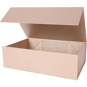 Aimyoo Gold Collapsible Gift Box with Magnetic Closure Lids 13.8x9x4.3 in, Large Bridesmaid Groomsman Proposal Boxes, Rectangle Present Box for Graduation Birthday Storage 1 Pack