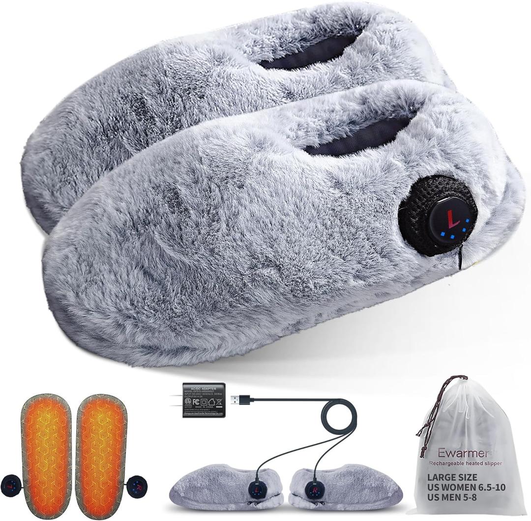 Rechargeable Heated Slippers for Cold Feet, Cordless Walking Foot Warmer Indoor, 4-8 Hours Heating,Washable,Light Weight,Next Generation Heating Pad