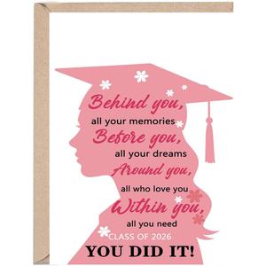 2 x OJsensai 2026 Graduation Card for Her Girl Teen, Congratulations High School & College Grad Graduation Gifts for Daughter Niece（Class of 2026 You Did It）, 8 x 5.3 inches / 20.5 x 13.5 cm
