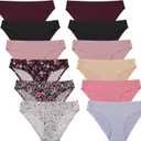 FINETOO 12Pack Womens Seamless Underwear No Show Cheeky Panties Invisibles Briefs Soft Stretch Bikini Hipster, XL, 12pcs Multicolored