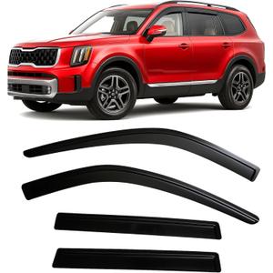 2020-2025 Tape-on Rain Guards for Kia Telluride Side Window Deflector Visors LX S EX SX X-Line X-pro Prestige Durable Tinted Vent Shade 2021 2022 2023 2024